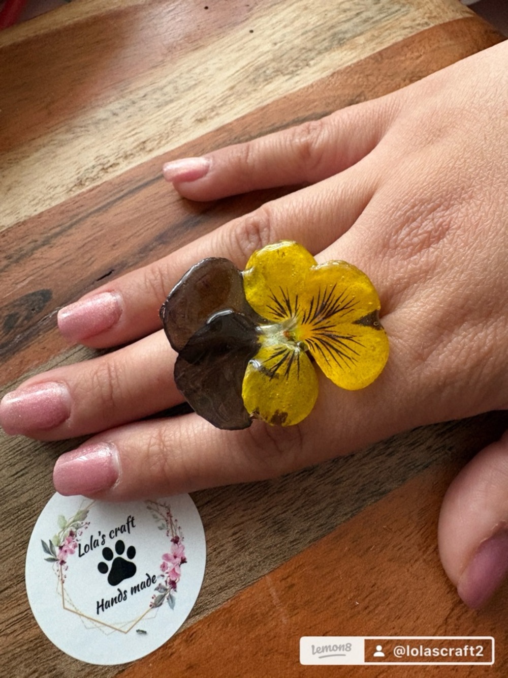Yellow Brown Flower Statement Ring